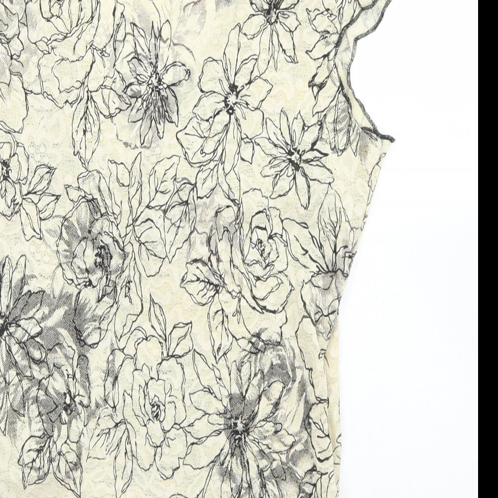 NEXT Womens Ivory Floral Nylon Wrap Blouse Size 8 V-Neck