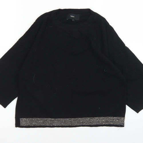 NEXT Womens Black  Viscose Cropped T-Shirt Size 6 Off the Shoulder