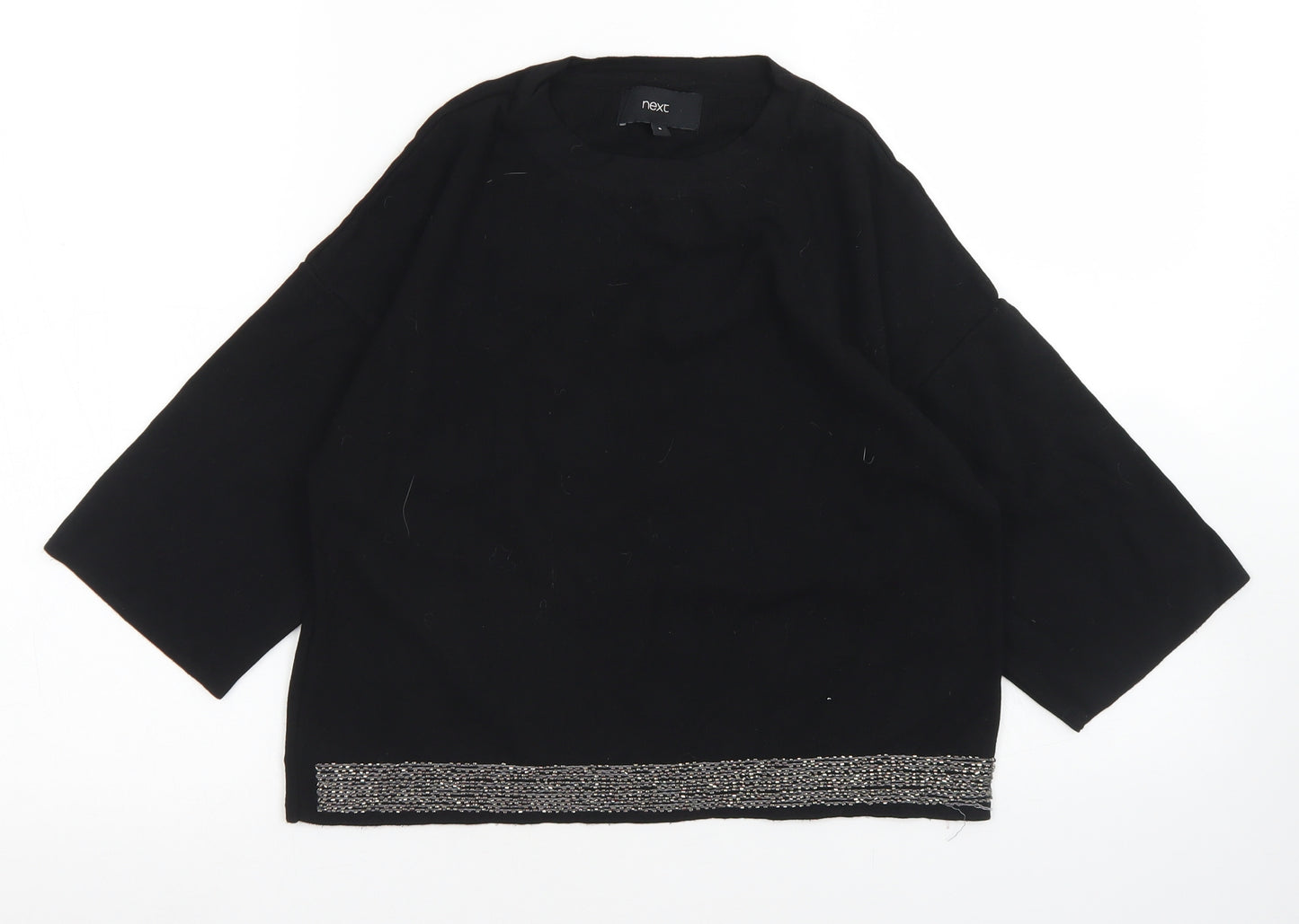 NEXT Womens Black  Viscose Cropped T-Shirt Size 6 Off the Shoulder