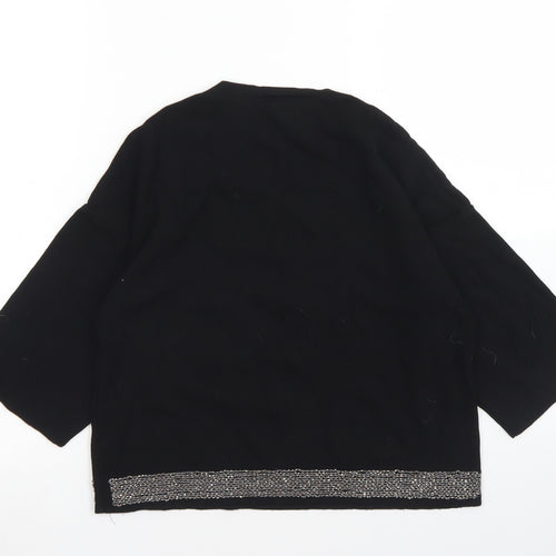 NEXT Womens Black  Viscose Cropped T-Shirt Size 6 Off the Shoulder