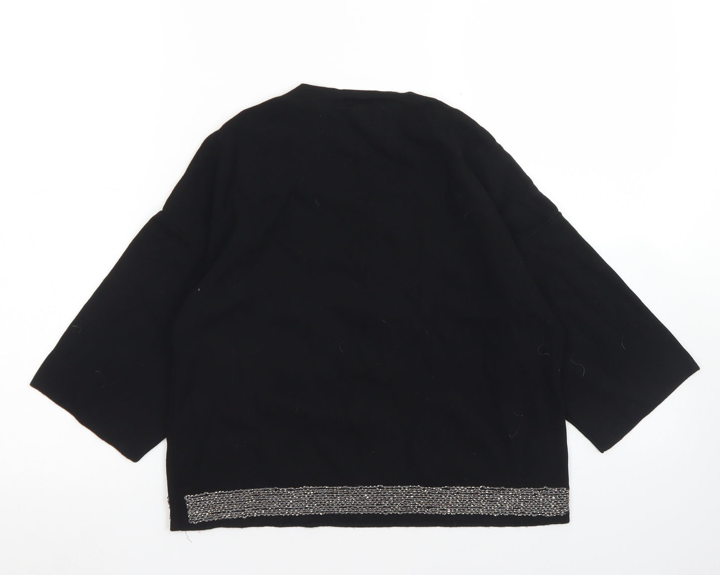 NEXT Womens Black  Viscose Cropped T-Shirt Size 6 Off the Shoulder