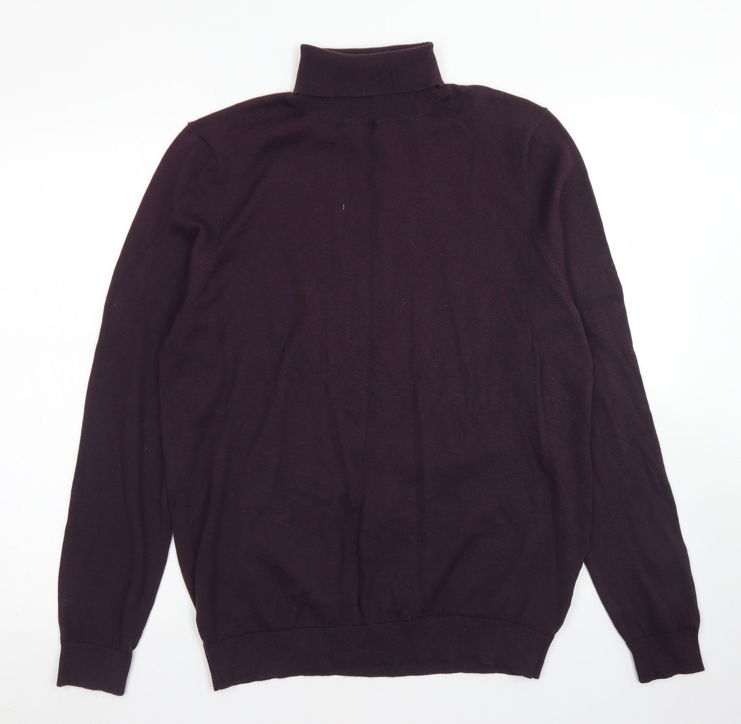 New Look Mens Purple Roll Neck  Cotton Pullover Jumper Size L