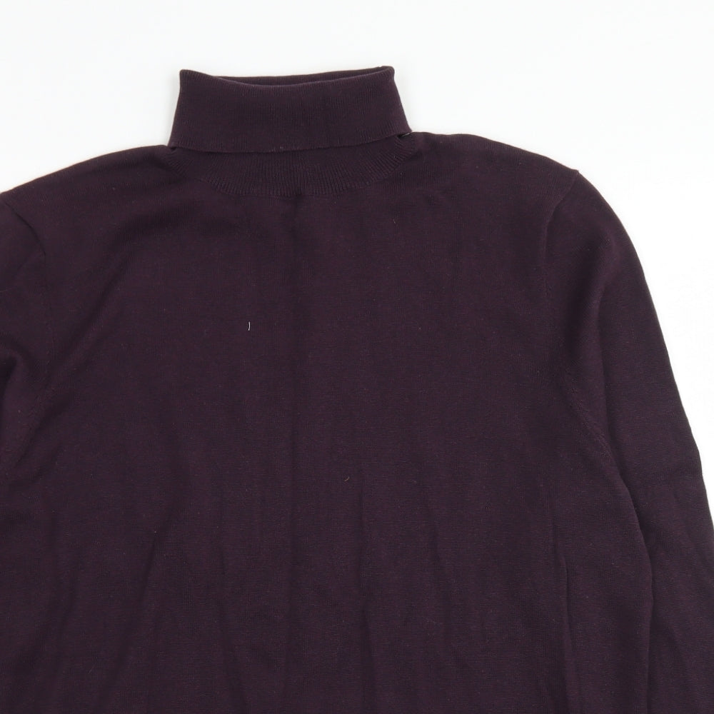 New Look Mens Purple Roll Neck  Cotton Pullover Jumper Size L
