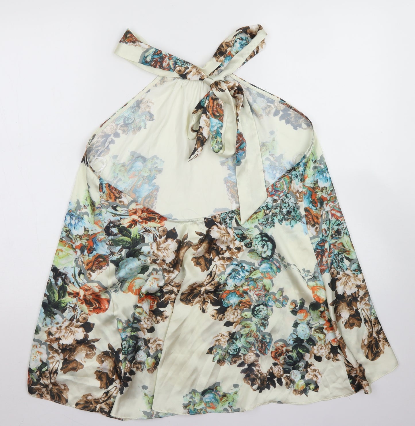 Layers Womens Ivory Floral Polyester Basic Blouse Size M Halter