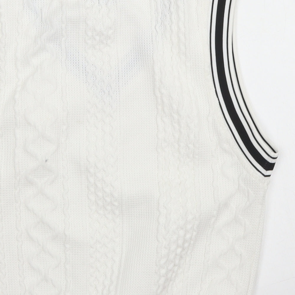 SheIn Womens White V-Neck  Polyester Vest Jumper Size S   - Cropped