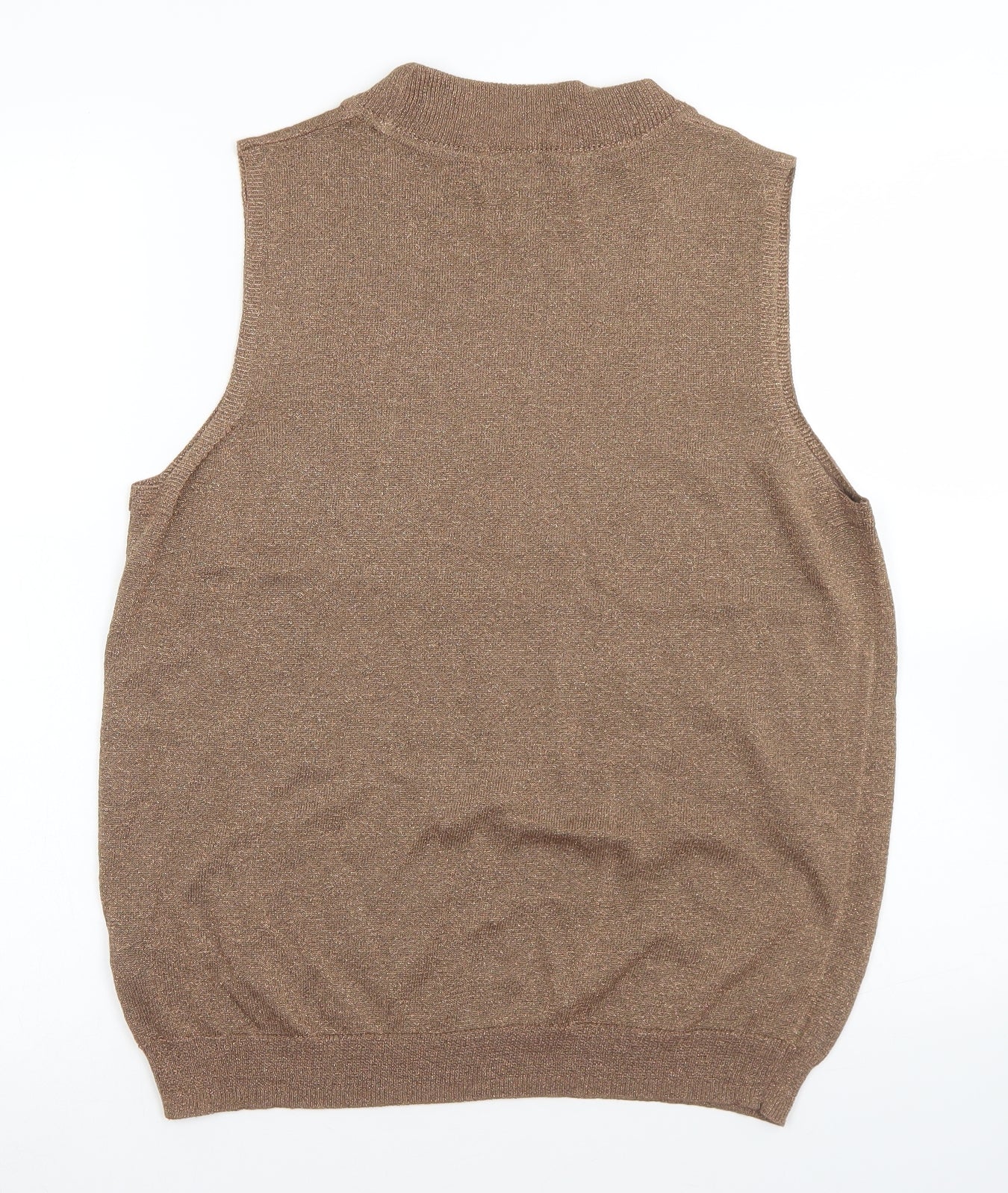 M&S Womens Brown Crew Neck  Viscose Vest Jumper Size 16