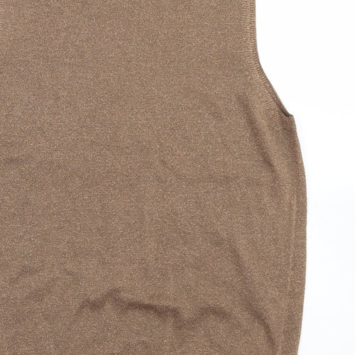 M&S Womens Brown Crew Neck  Viscose Vest Jumper Size 16
