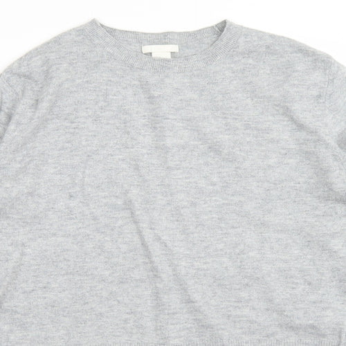 H&M Womens Grey Striped Cotton Basic Blouse Size XS Crew Neck
