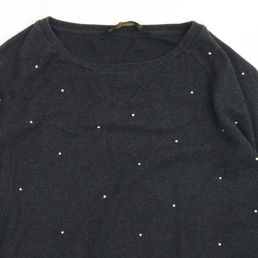 Zara Womens Grey  Polyester Pullover Sweatshirt Size XS