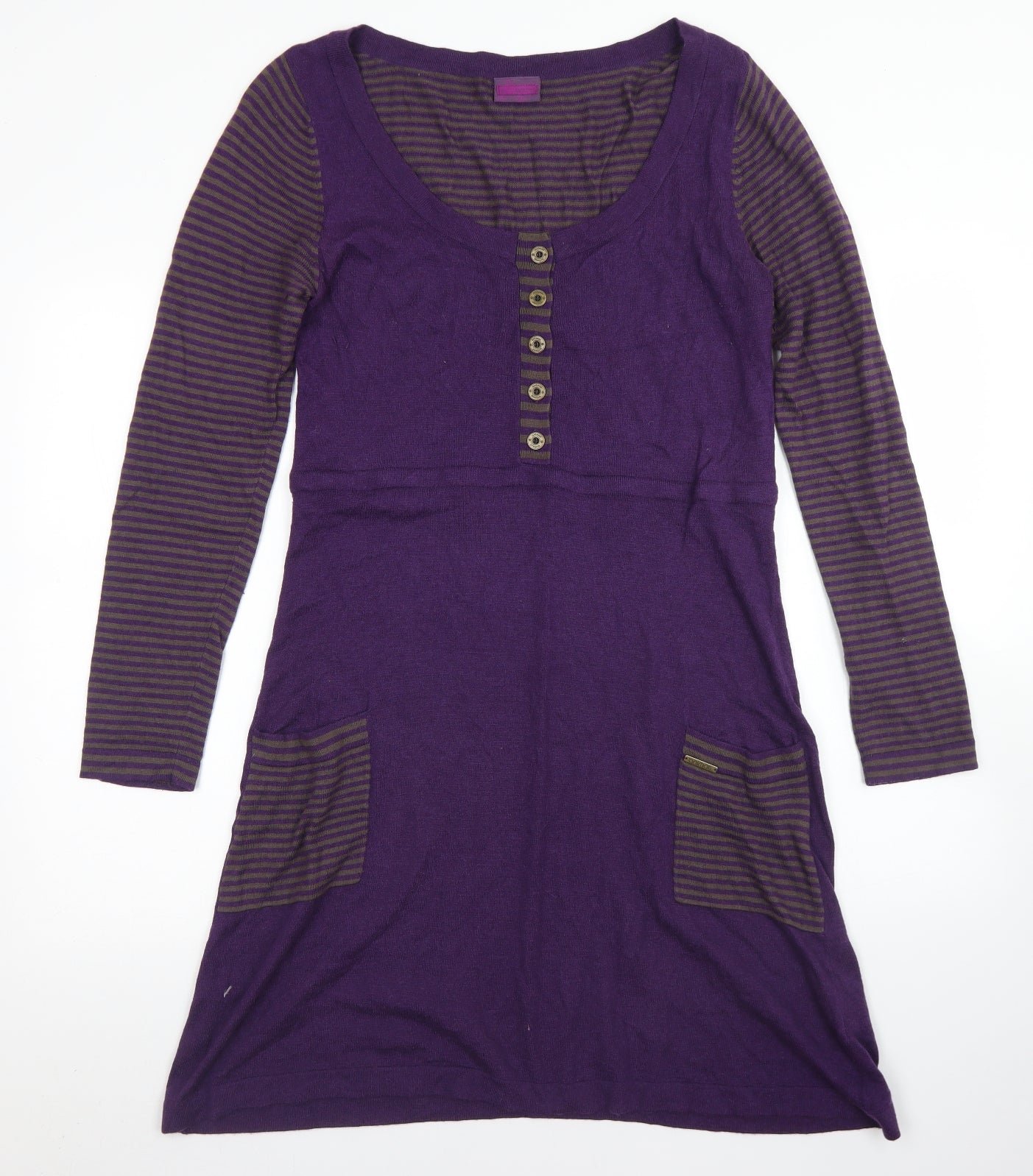 Animal Womens Purple Striped Viscose Skater Dress  Size 18  Round Neck