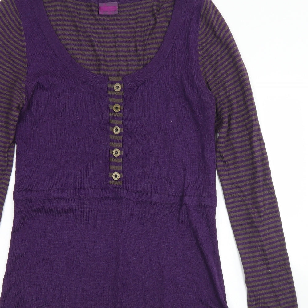 Animal Womens Purple Striped Viscose Skater Dress  Size 18  Round Neck
