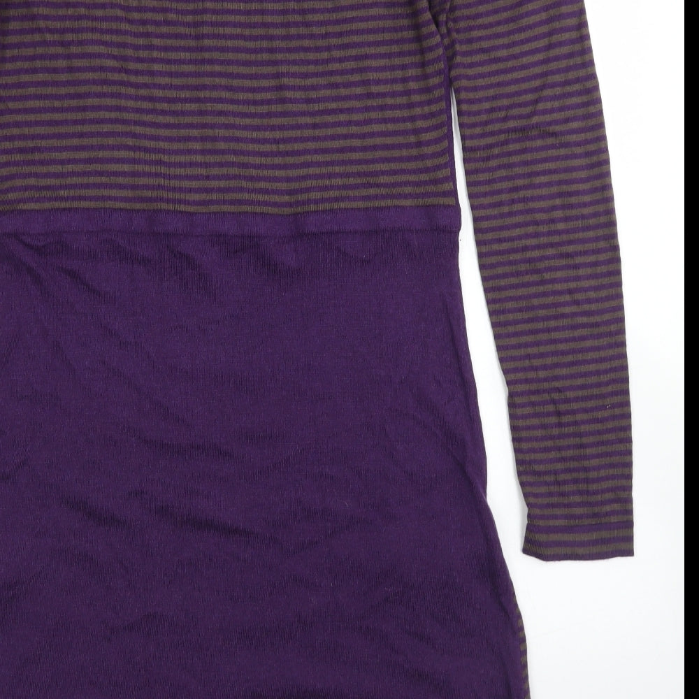 Animal Womens Purple Striped Viscose Skater Dress  Size 18  Round Neck
