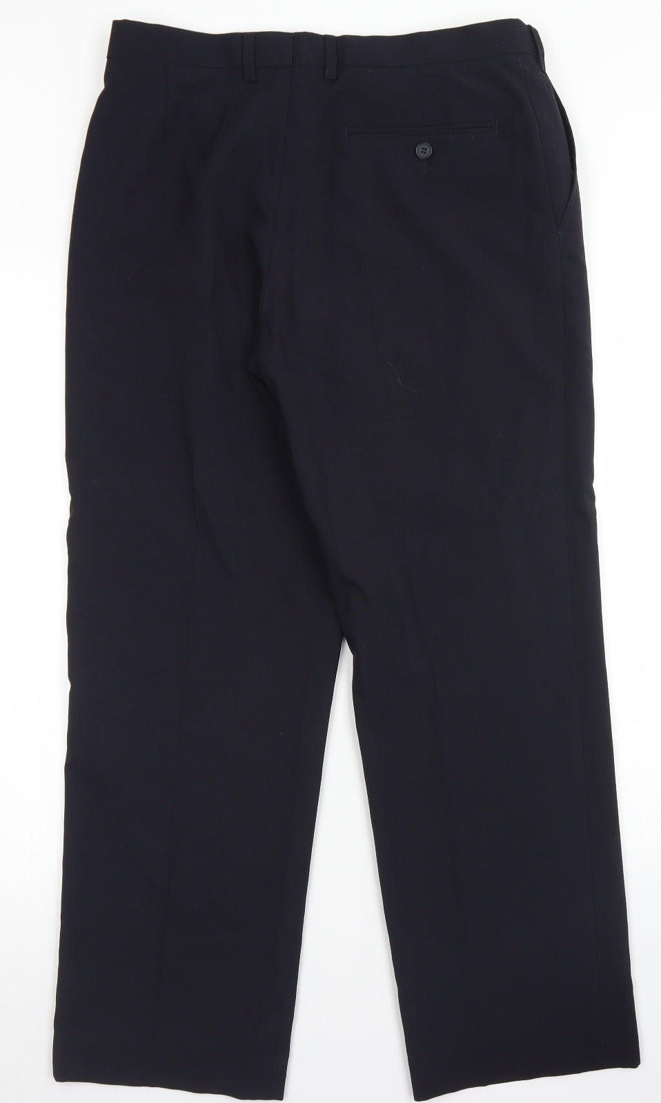 M&S Mens Black  Polyester Dress Pants Trousers Size 32 in L30 in Regular Button