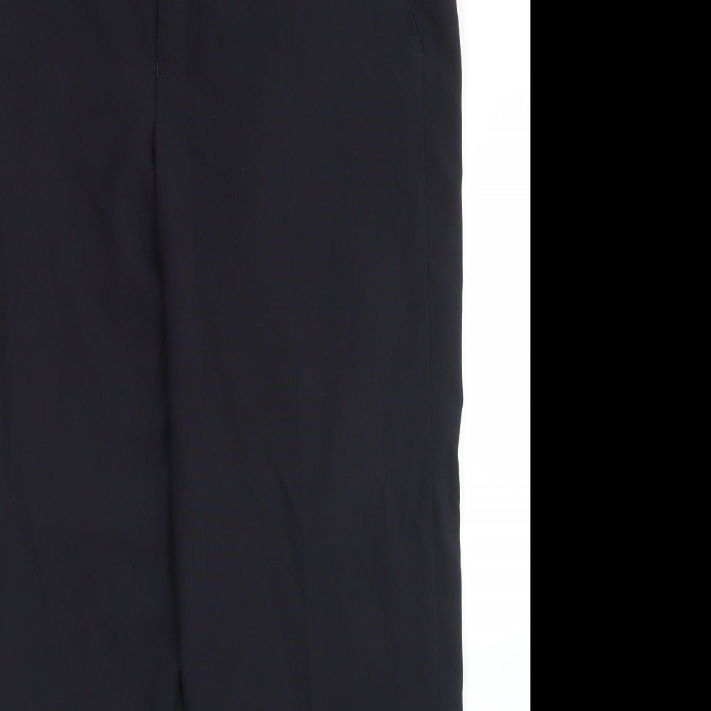 M&S Mens Black  Polyester Dress Pants Trousers Size 32 in L30 in Regular Button