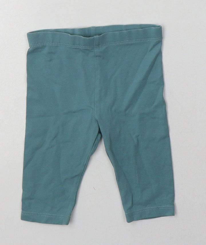 Marks and Spencer Girls Blue Cotton Capri Trousers Size 9 Months