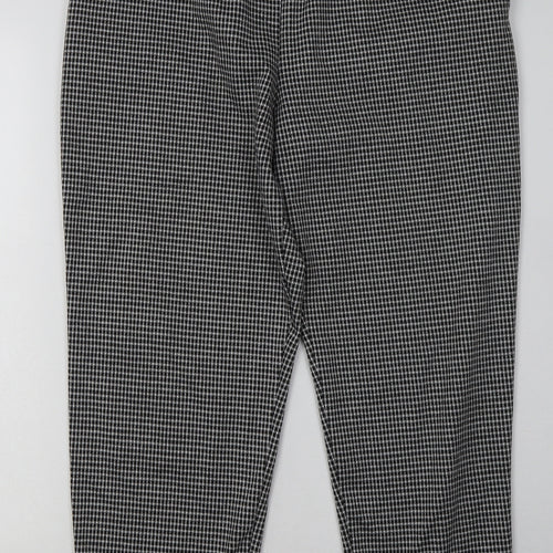 Primark Womens White Check Polyester Trousers  Size 14 L30 in Regular