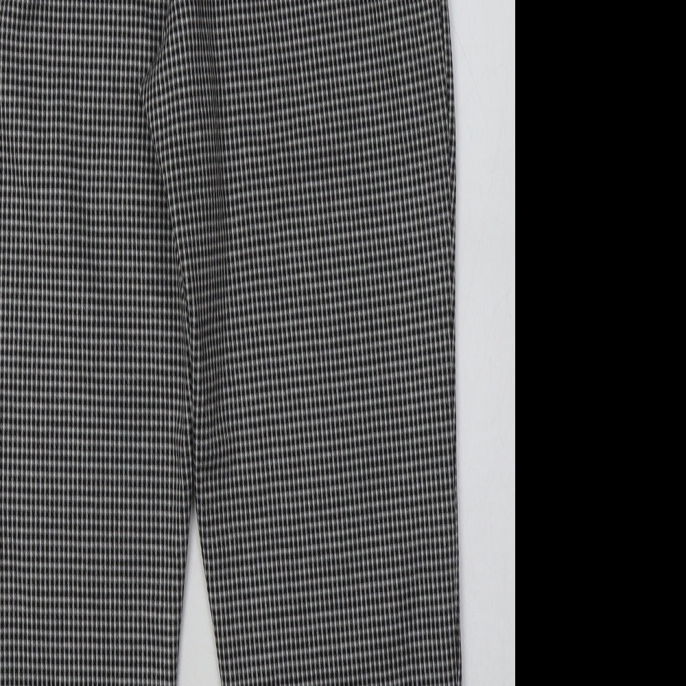Primark Womens White Check Polyester Trousers  Size 14 L30 in Regular