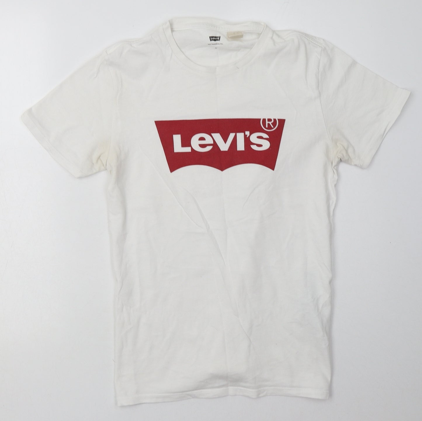 Signature by Levi Strauss & Co. Mens White  Cotton  T-Shirt Size S Crew Neck
