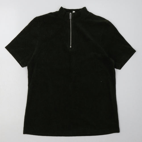 River Island Womens Green  Cotton Basic T-Shirt Size 10 High Neck