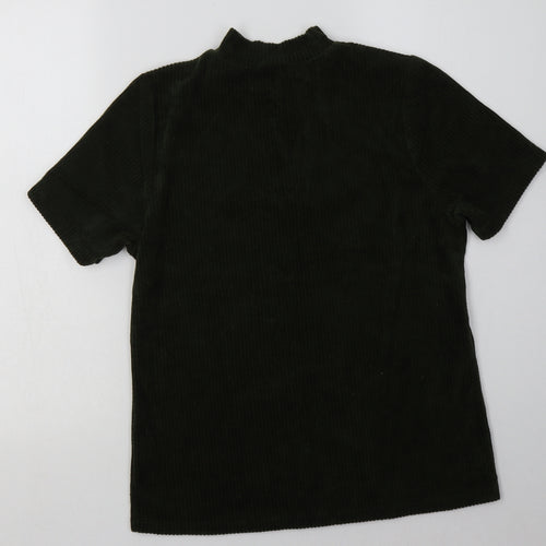 River Island Womens Green  Cotton Basic T-Shirt Size 10 High Neck