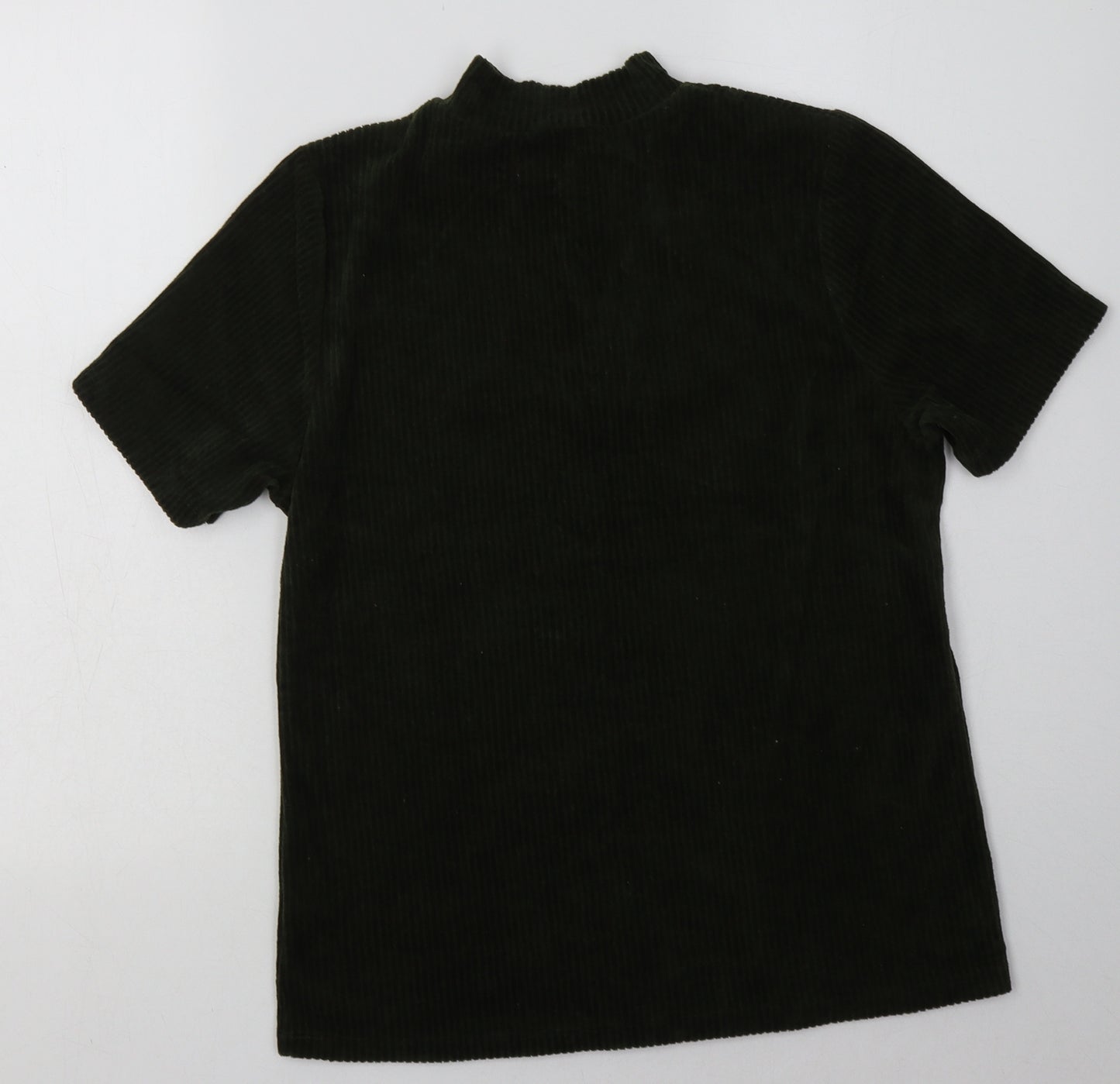 River Island Womens Green  Cotton Basic T-Shirt Size 10 High Neck