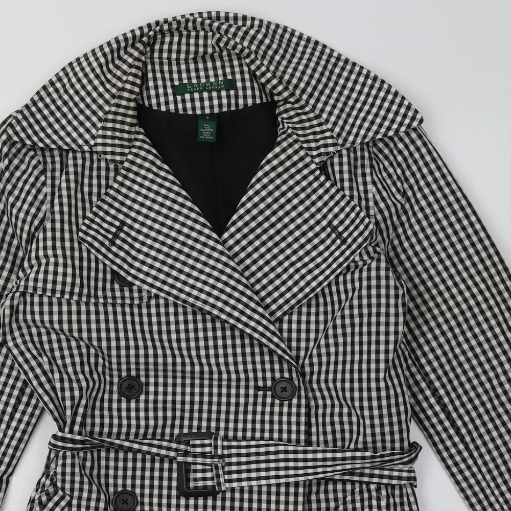 Ralph Lauren Womens White Check  Overcoat Coat Size S  Button
