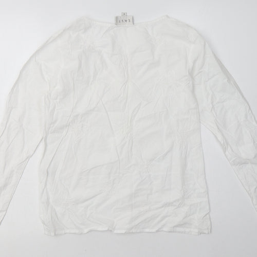 EAST Womens White Geometric Cotton Pullover Sweatshirt Size 10  Pullover