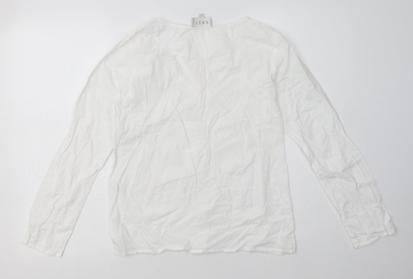 EAST Womens White Geometric Cotton Pullover Sweatshirt Size 10  Pullover