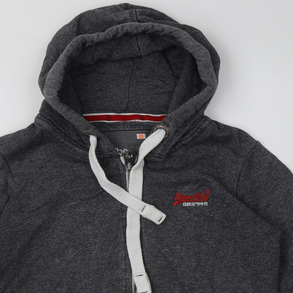 Superdry Mens Grey  Cotton Full Zip Hoodie Size XS