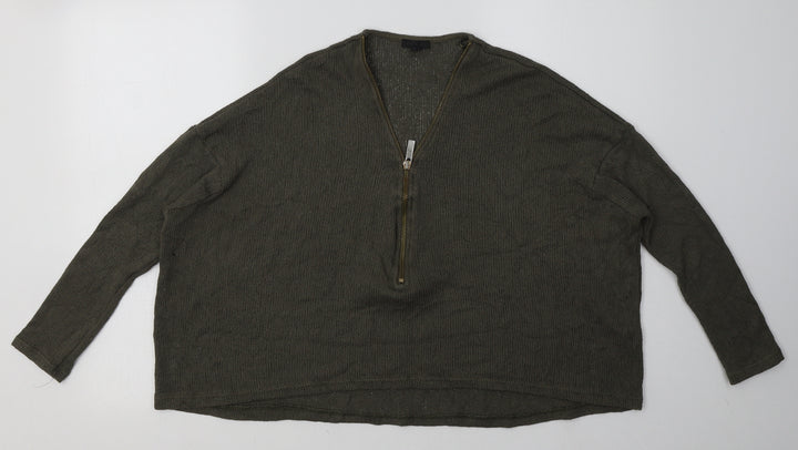 River Island Womens Green Viscose Pullover Sweatshirt Size 8 Zip