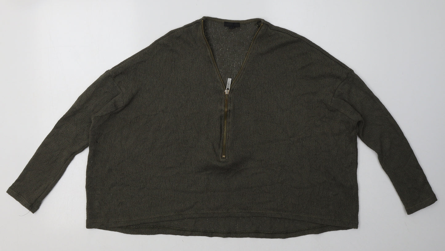 River Island Womens Green  Viscose Pullover Sweatshirt Size 8  Zip