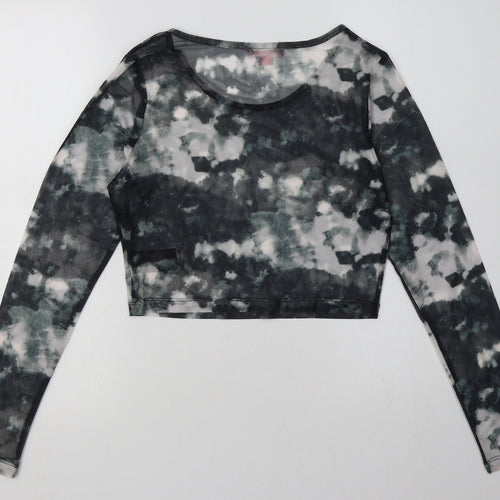 urban threads Womens Green  Polyester Cropped Blouse Size 12 Crew Neck - ombre pattern