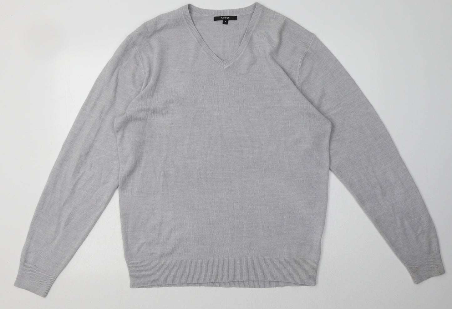 George Mens Grey  Acrylic Pullover Sweatshirt Size M