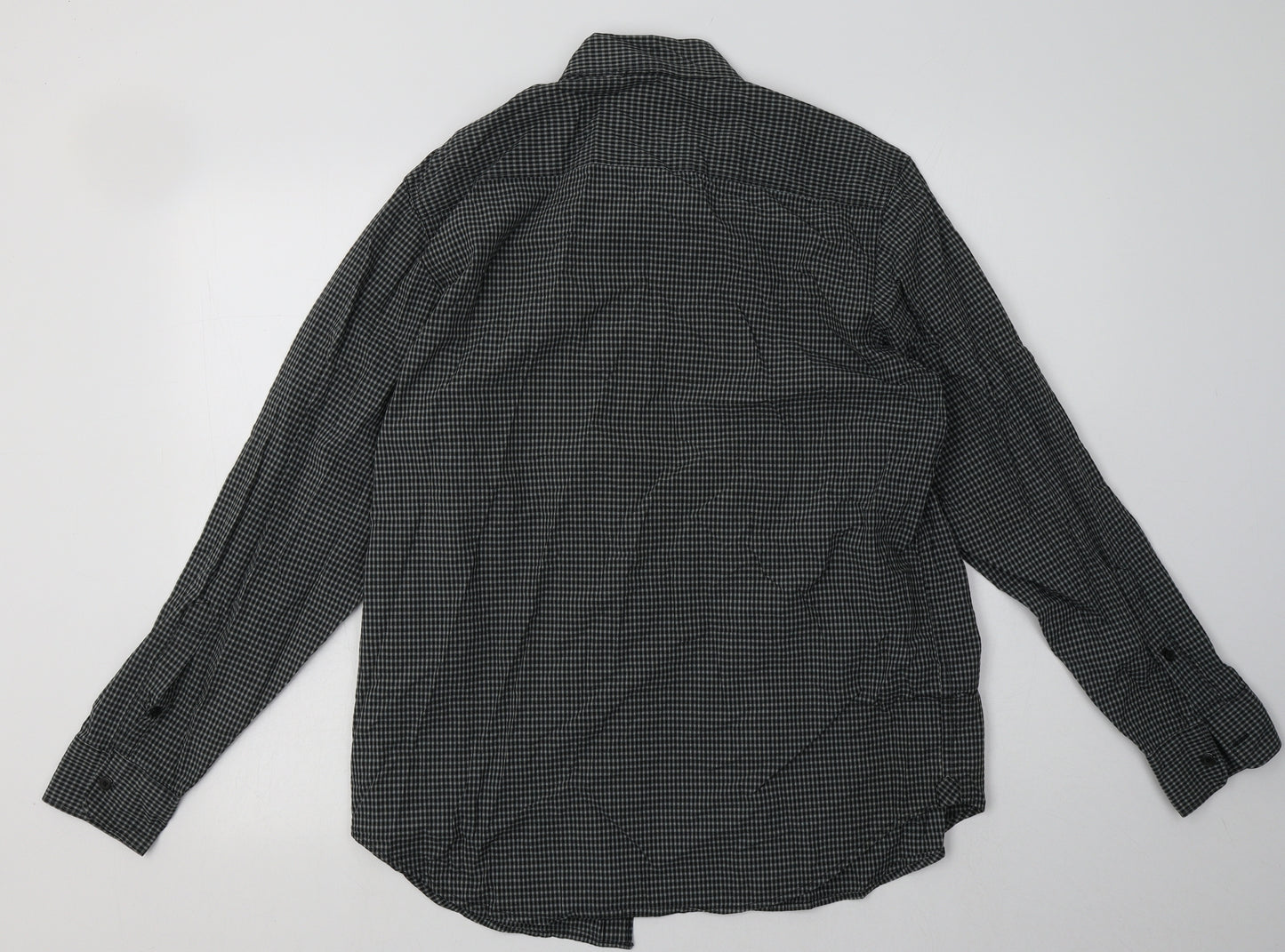 Old Navy Mens Black Check Cotton  Button-Up Size S Collared Button