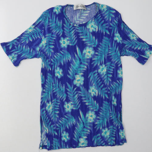 Berkertex Womens Blue  Viscose Basic T-Shirt Size 12 Crew Neck - ombre pattern