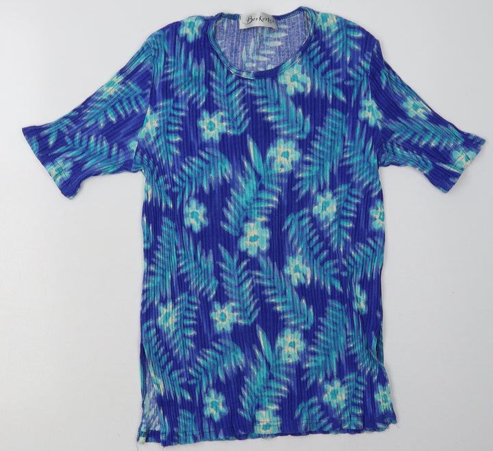 Berkertex Womens Blue Viscose Basic T-Shirt Size 12 Crew Neck - ombre pattern