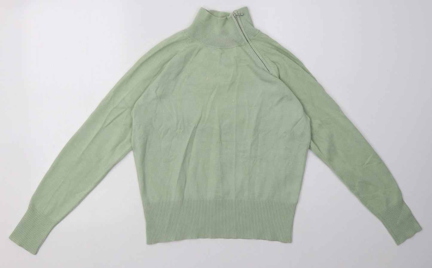 Marks and Spencer Womens Green  Viscose Pullover Sweatshirt Size 14  Zip