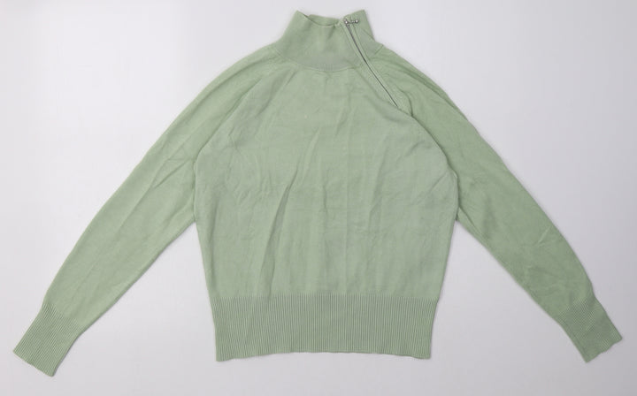 Marks and Spencer Womens Green  Viscose Pullover Sweatshirt Size 14  Zip