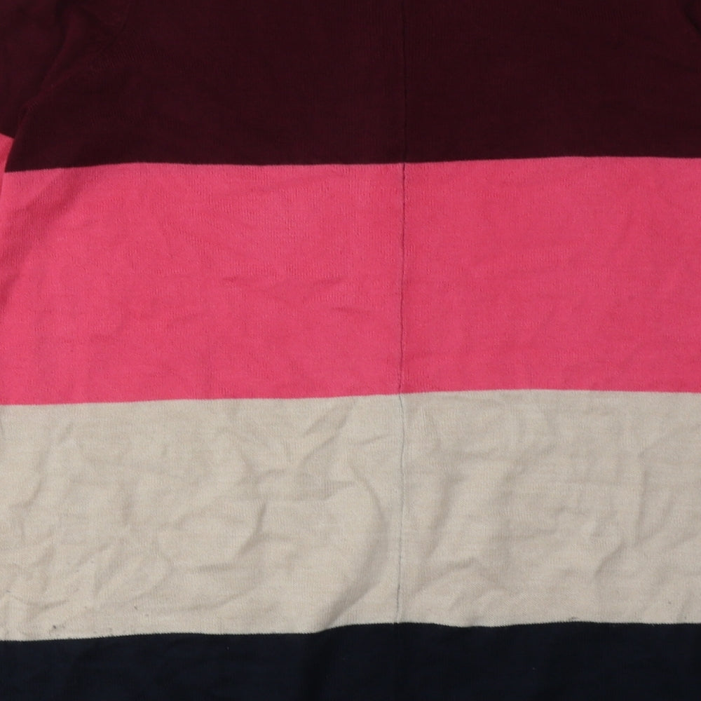 Marks and Spencer Womens Multicoloured Striped Acrylic Jumper Dress  Size 10  V-Neck Pullover