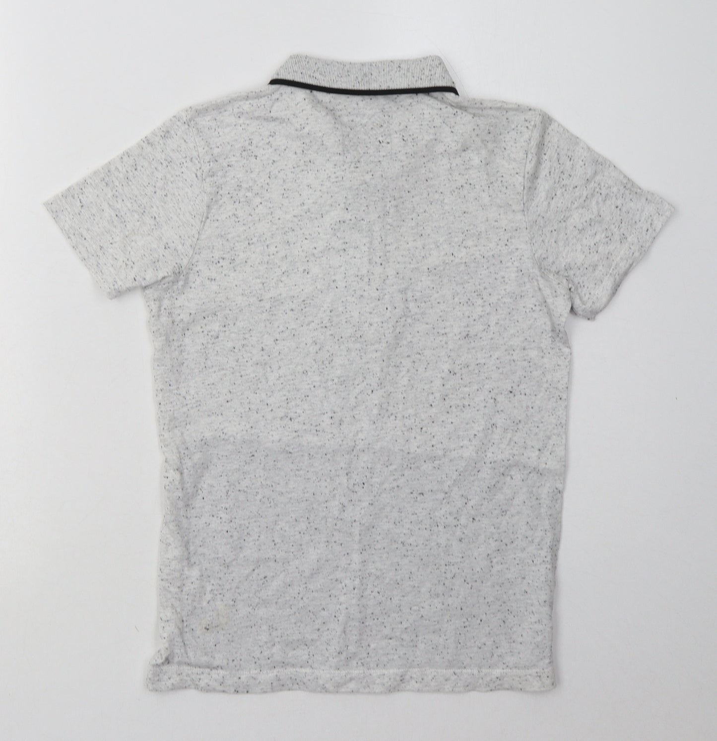 Matalan Boys Grey Geometric Cotton Basic Polo Size 10 Years Collared Button