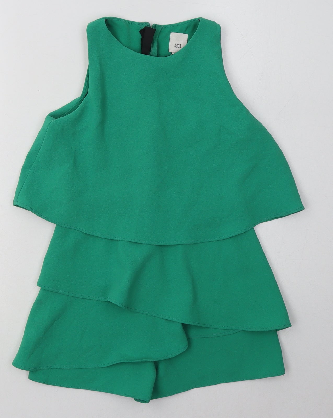 River Island Girls Green  Polyester Playsuit One-Piece Size 8 Years  Button