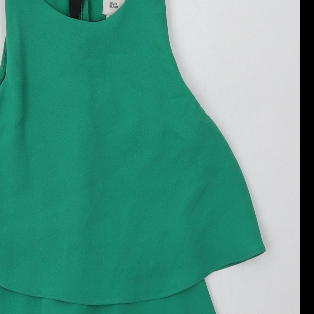 River Island Girls Green  Polyester Playsuit One-Piece Size 8 Years  Button