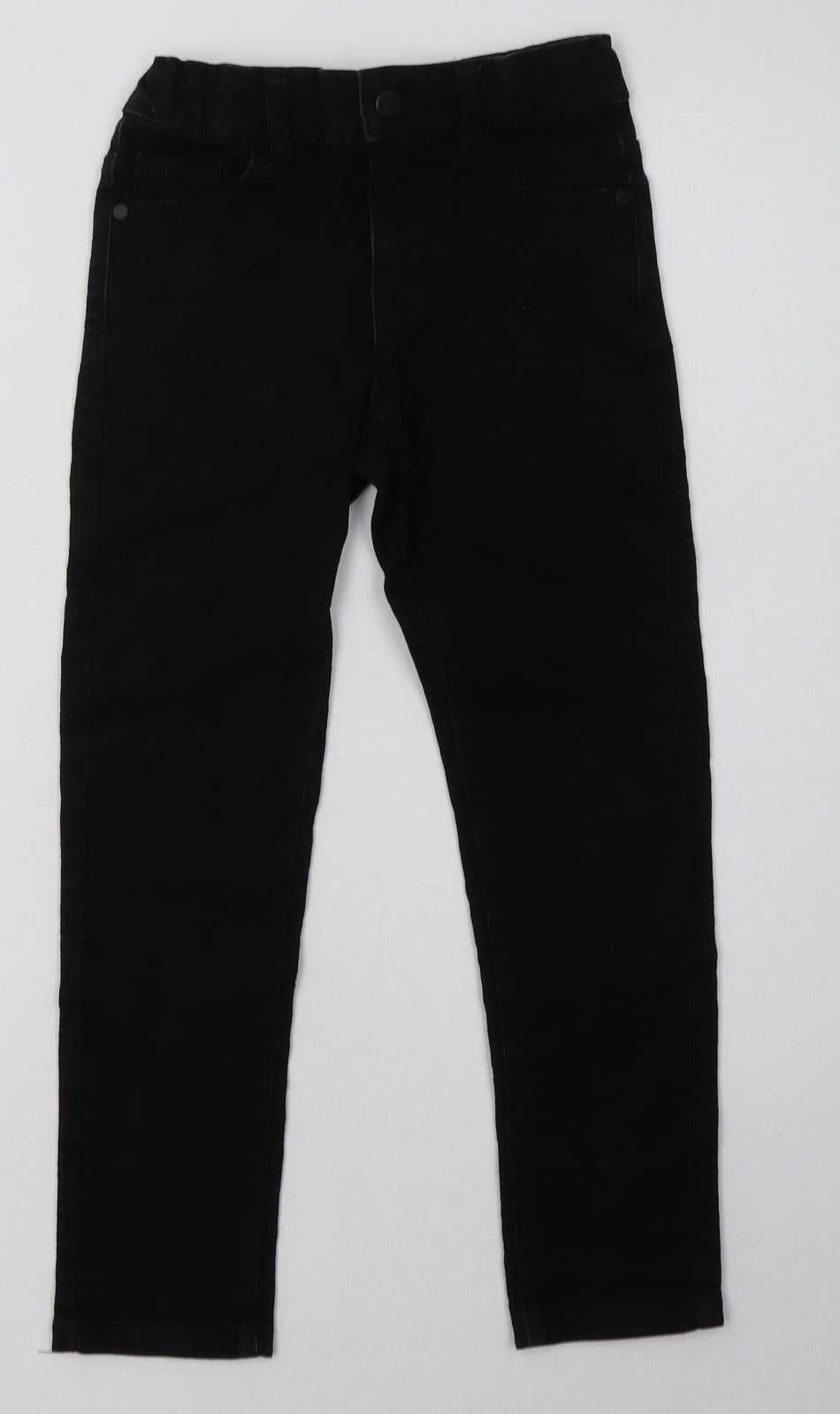 Marks and Spencer Boys Black  Cotton Straight Jeans Size 6-7 Years  Regular Button