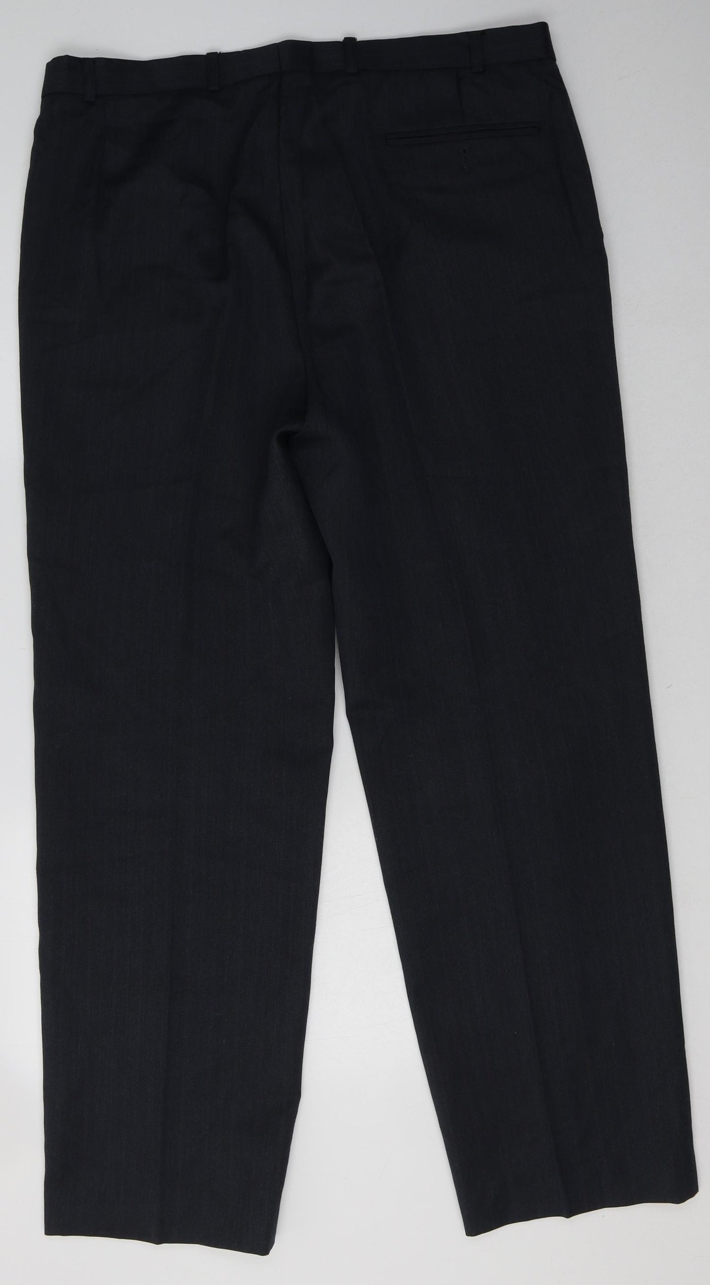 Marks and Spencer Mens Blue  Polyester Trousers  Size 38 L31 in Regular Hook & Eye