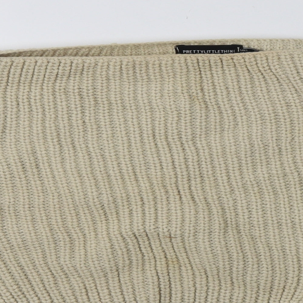 PRETTYLITTLETHING Womens Beige  Acrylic Pullover Sweatshirt Size 6  Pullover