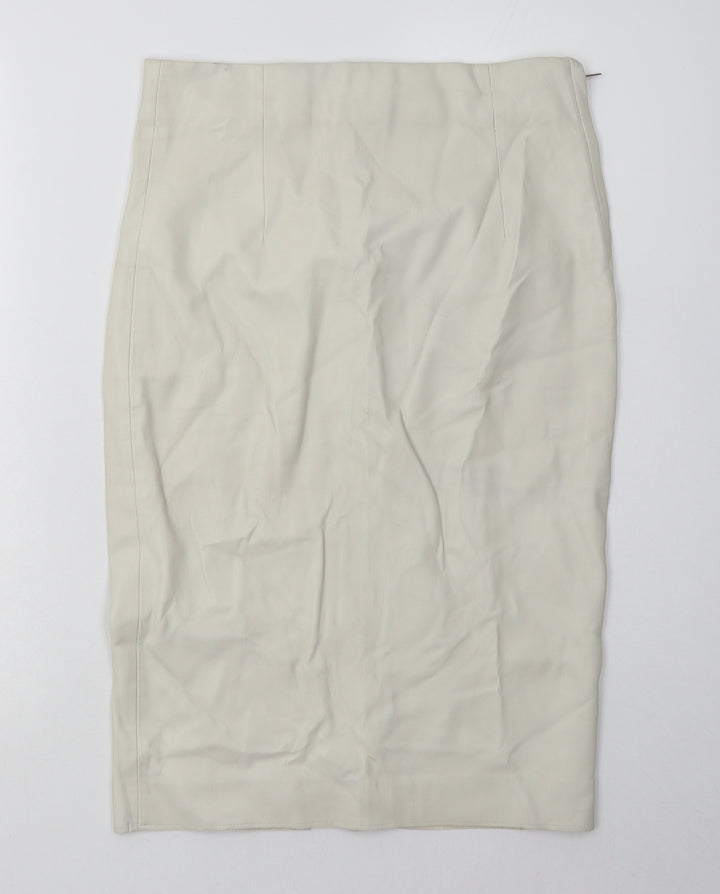 Zara Womens Beige  Polyurethane A-Line Skirt Size S   Zip