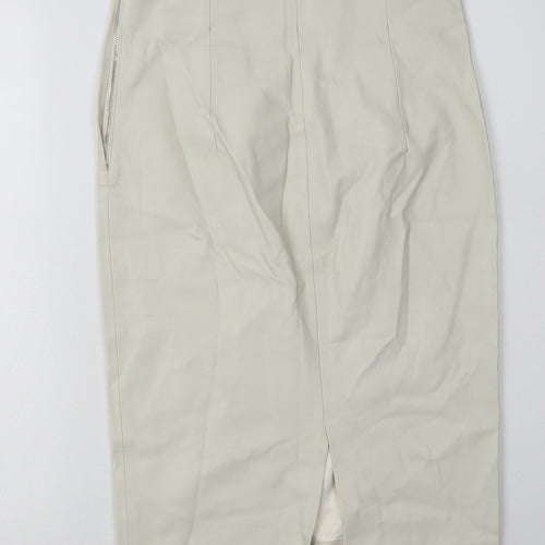 Zara Womens Beige  Polyurethane A-Line Skirt Size S   Zip