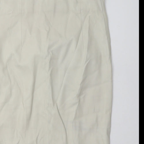 Zara Womens Beige  Polyurethane A-Line Skirt Size S   Zip