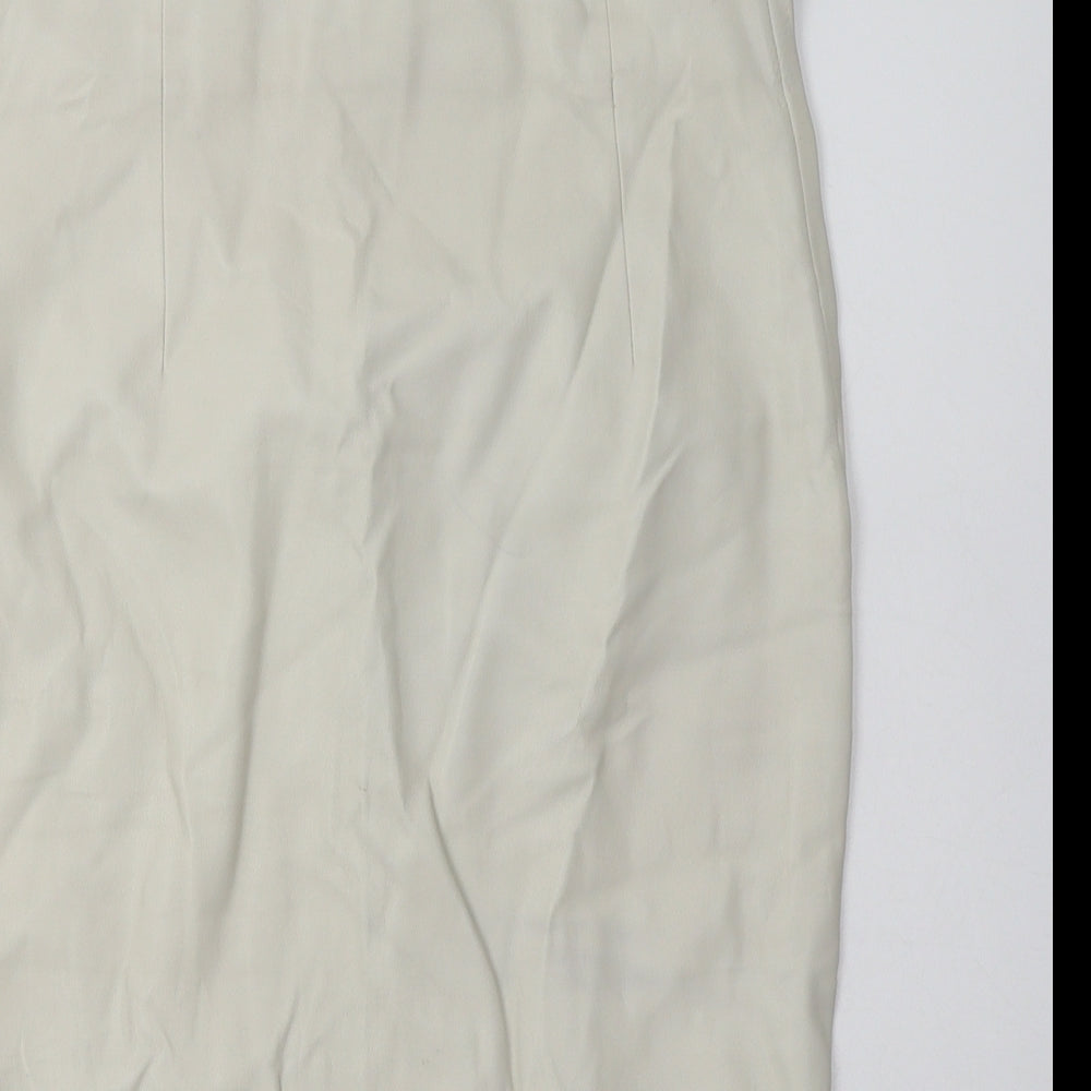 Zara Womens Beige  Polyurethane A-Line Skirt Size S   Zip