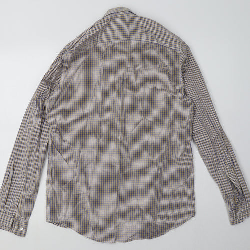NEXT Mens Yellow Check Cotton  Polo Size S Collared Button